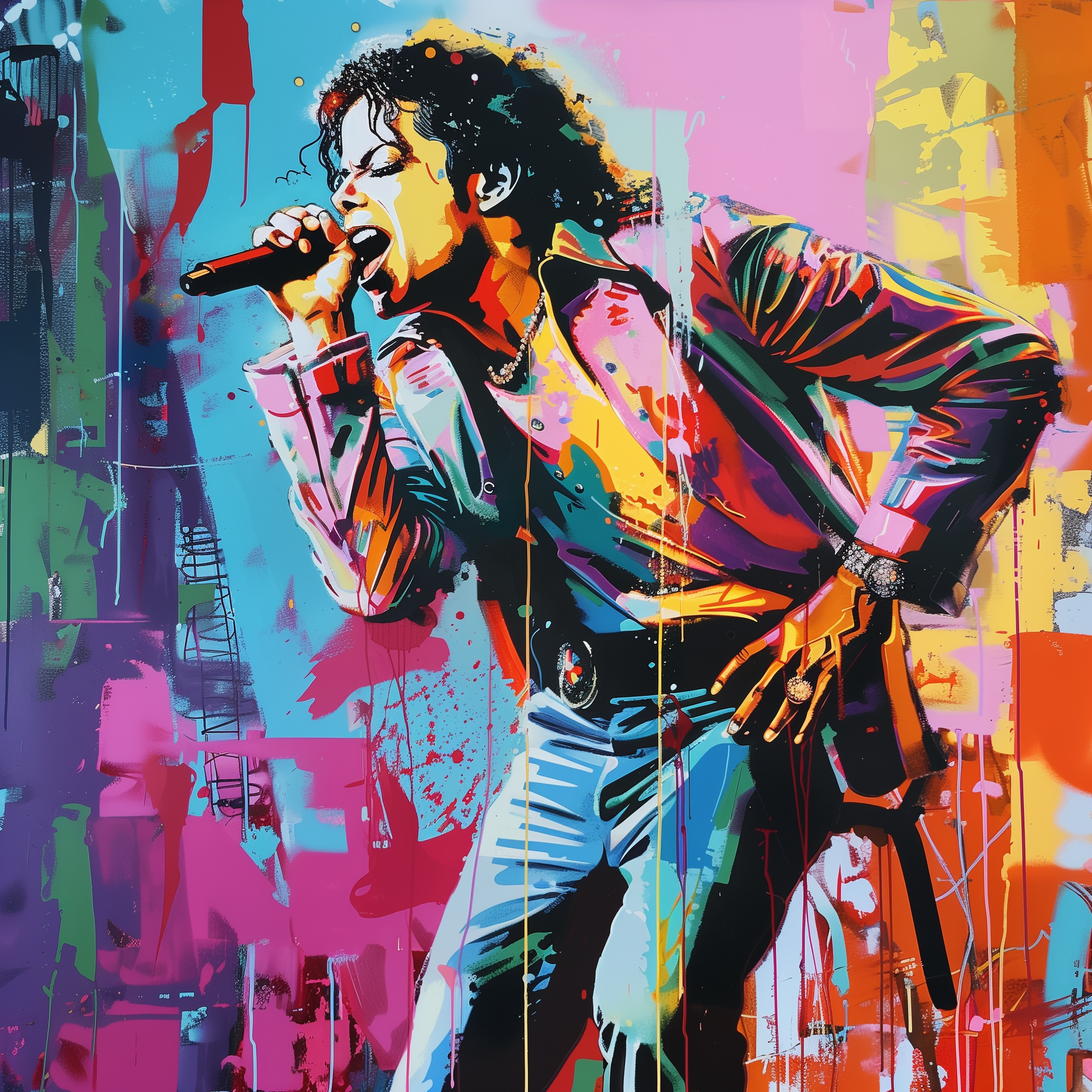 Michael Jackson singing on the stage